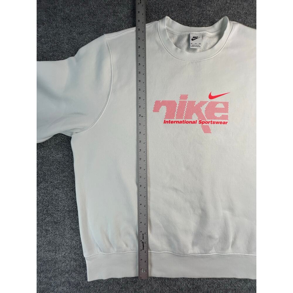 Nike International Sportswear Crewneck Sweatshirt White Red Graphic Logo M XXL - Picture 7 of 8